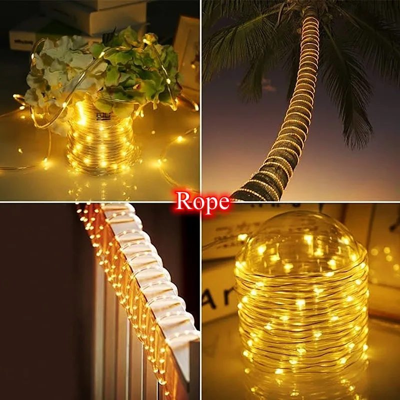 Solar LED String Licht Outdoor Solar Streifen Seil Rohr Fee Licht Garten Weihnachten Dekoration für Hochzeit Party Decor Led Lampe