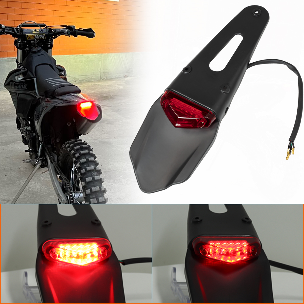 Motor Achterspatbord Kentekenplaat Beugel Houder Met 12V LED Achterlicht Remlicht Universeel Voor Enduro Off-road Fiets
