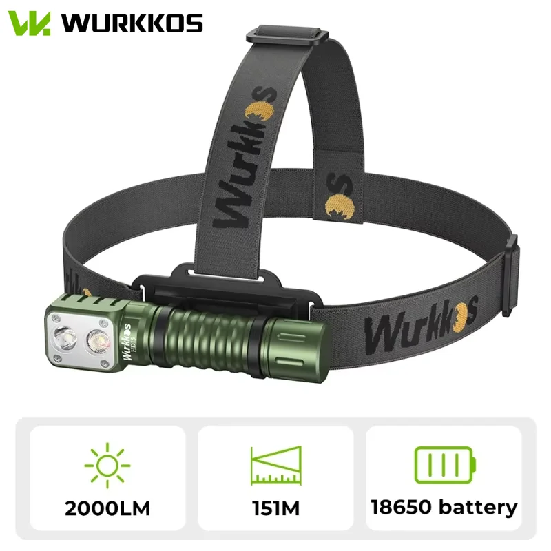 Wurkkos HD20 Đèn Đội Đầu Sạc 21700 Đèn Pha LED 2000lm Đèn LED Kép LH351D XPL USB Sạc Ngược Từ Đuôi Trại Công Tác Ánh Sáng