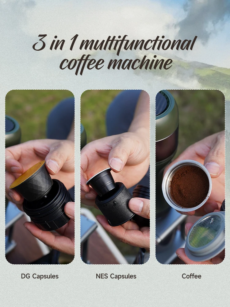 HiBREW-cafetera Espresso portátil eléctrica inalámbrica para coche y hogar, cafetera para acampar, compatible con cápsula en polvo Nespresso Dolce