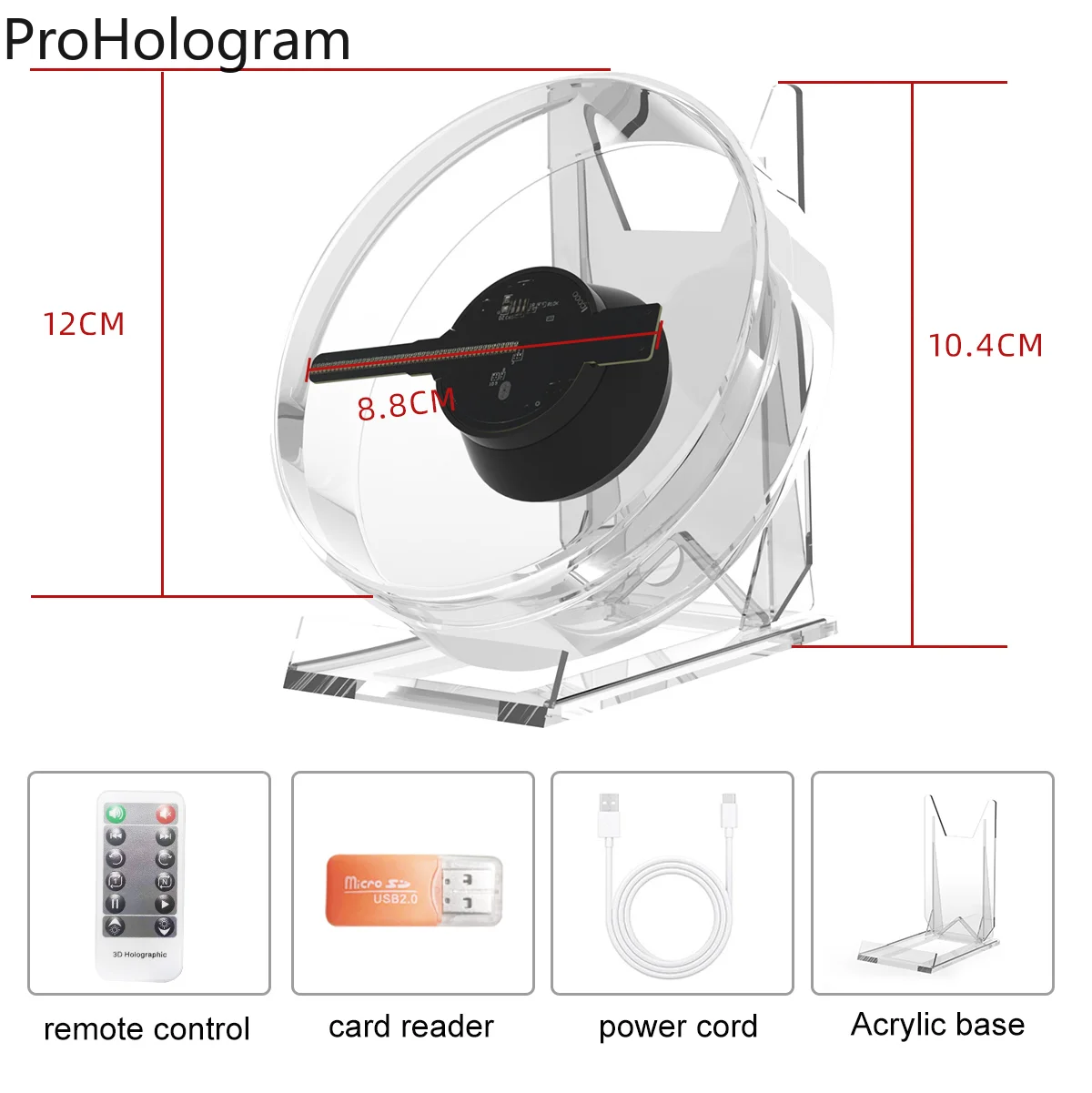 Mini 3D HD โฮโลแกรมพัดลมโปรเจคเตอร์ LED ป้าย Holographic Player สนับสนุนภาพวิดีโอ Shop Bar Party โฆษณา Light