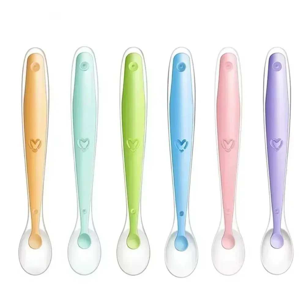 1 Uds. Cuchara de silicona para alimentación infantil de bebé, cucharas para niños, cucharas de alimentación de seguridad suaves, utensilios para bebé sin BPA, cubiertos