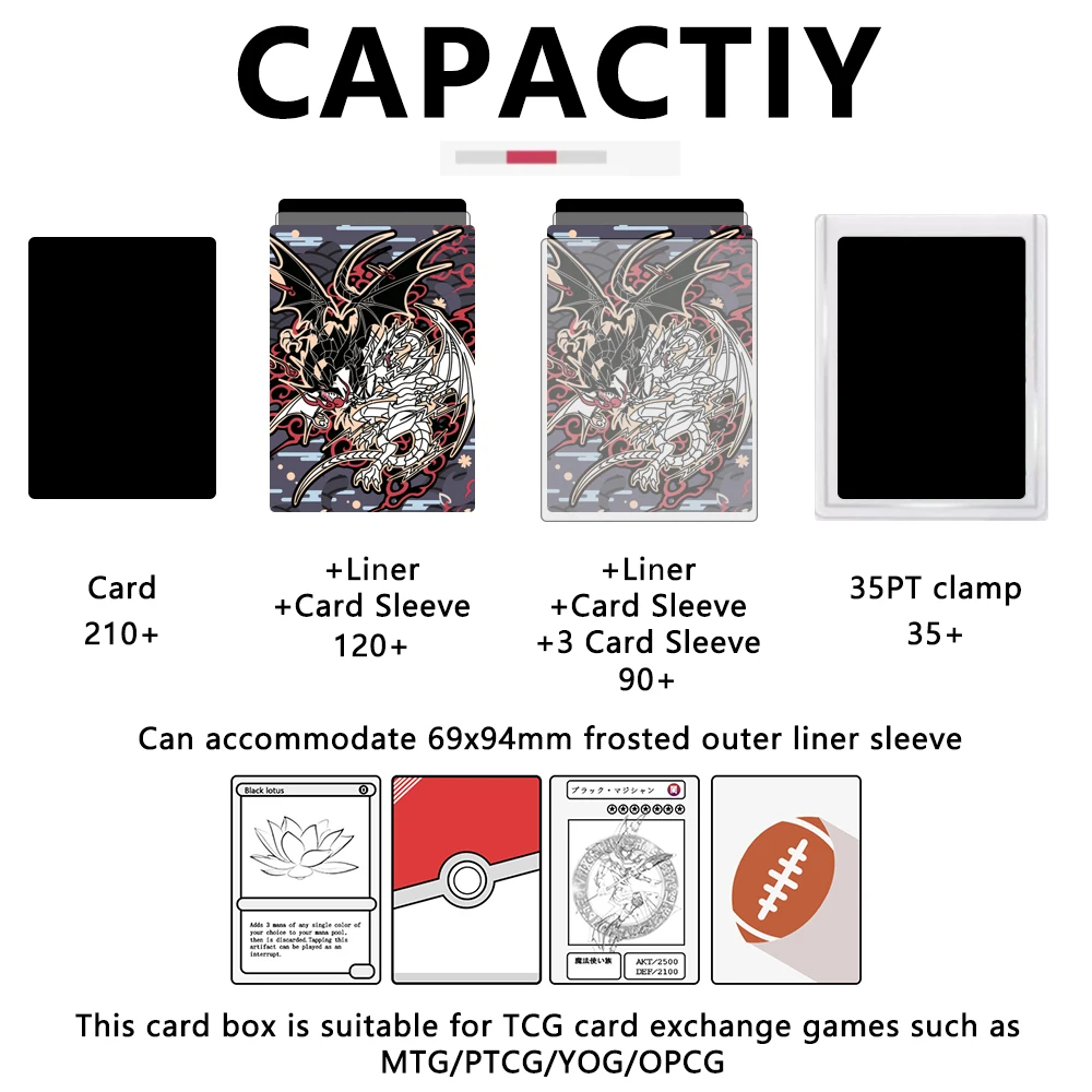 Hộp Đựng Thẻ Thẻ Hộp Magic TCG Giữa Lớn Ốp Đá Màu Hộp Bảo Quản Mặt Trên Cửa Giáng Sinh Đồ Chơi game Thu Thẻ