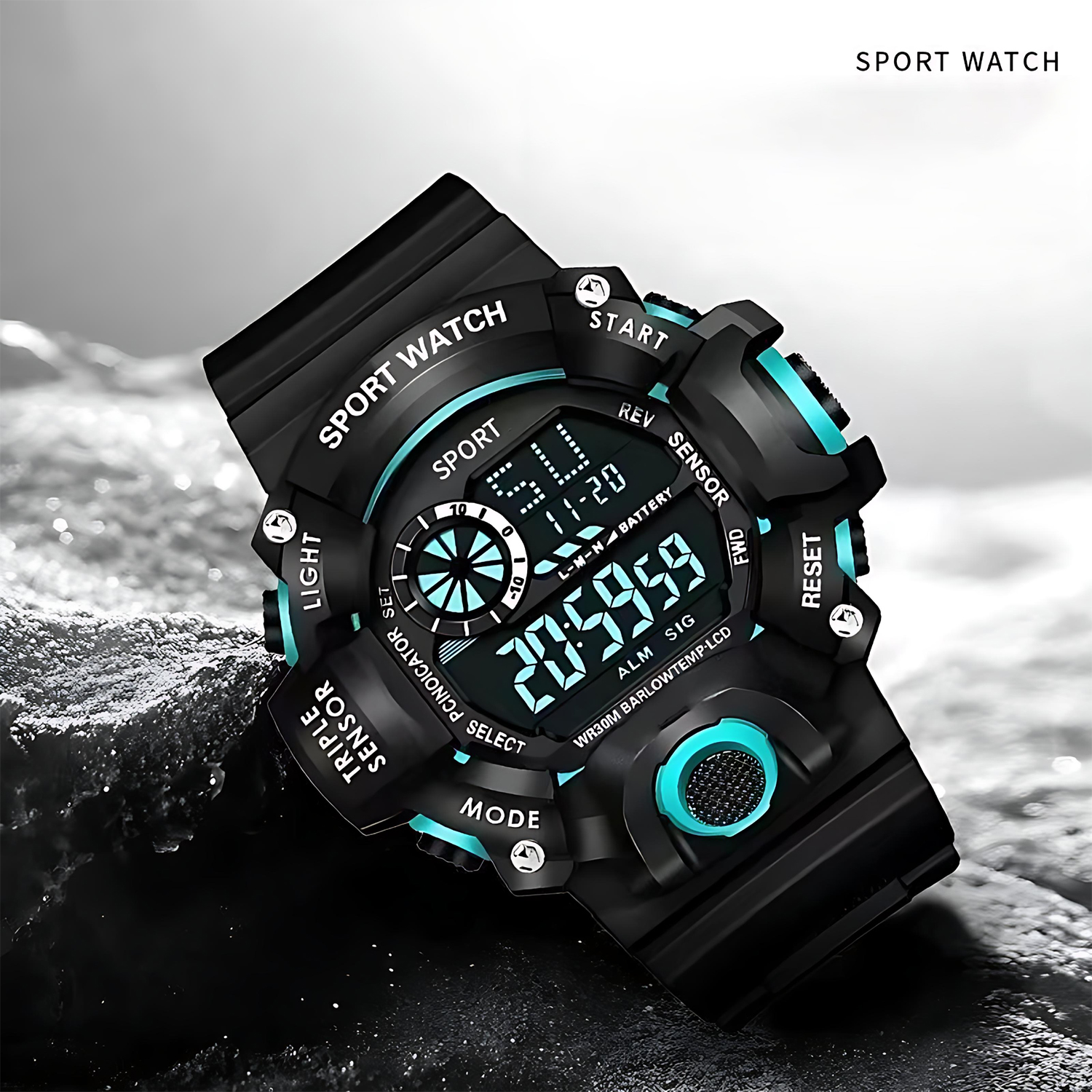 Men's Watch Digital Sports LED Backlight Electronic Watch Multi-function Alarm Date Chronograph Men's Outdoor Sports Clock The m