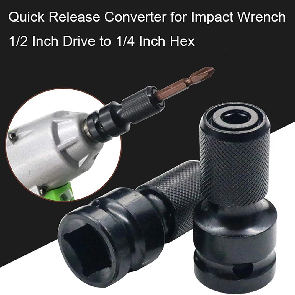 Adattatore per avvitatore a percussione da 1/2 "a 1/4" HEX Convertitore presa a cambio rapido Strumento a cricchetto Manicotto di trasmissione Femmina Femmina A sgancio rapido