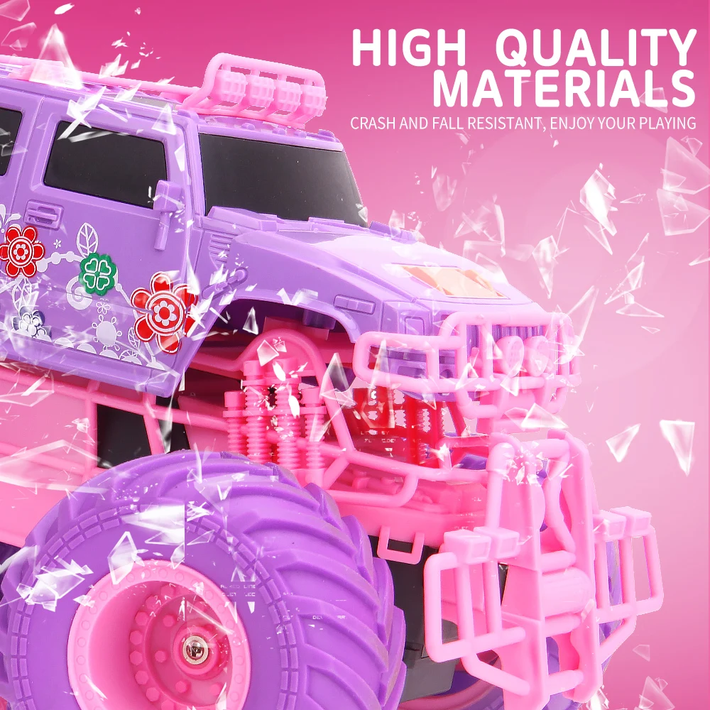 JJRC ตุ๊กตาบาร์บี้ RC รถสีชมพูรถกระบะไฟฟ้าปีนเขา DROP-proof Stunt รีโมทคอนโทรลของเล่นเด็กของขวัญเครื่องประดับ