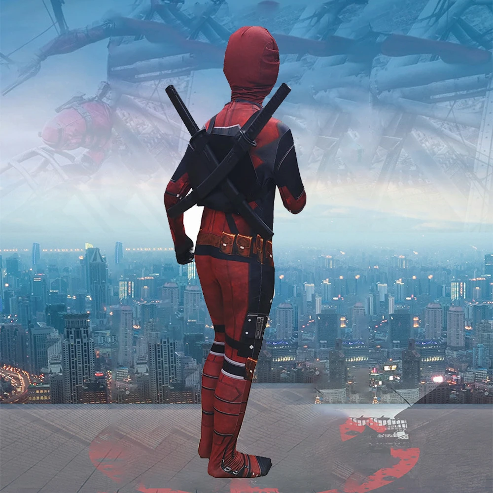 Nuevo personaje de película disfraz de juego de rol superhéroe Deadpool disfraz máscara espada bolsa trajes fiesta de Halloween Cosplay mono estilo 3D