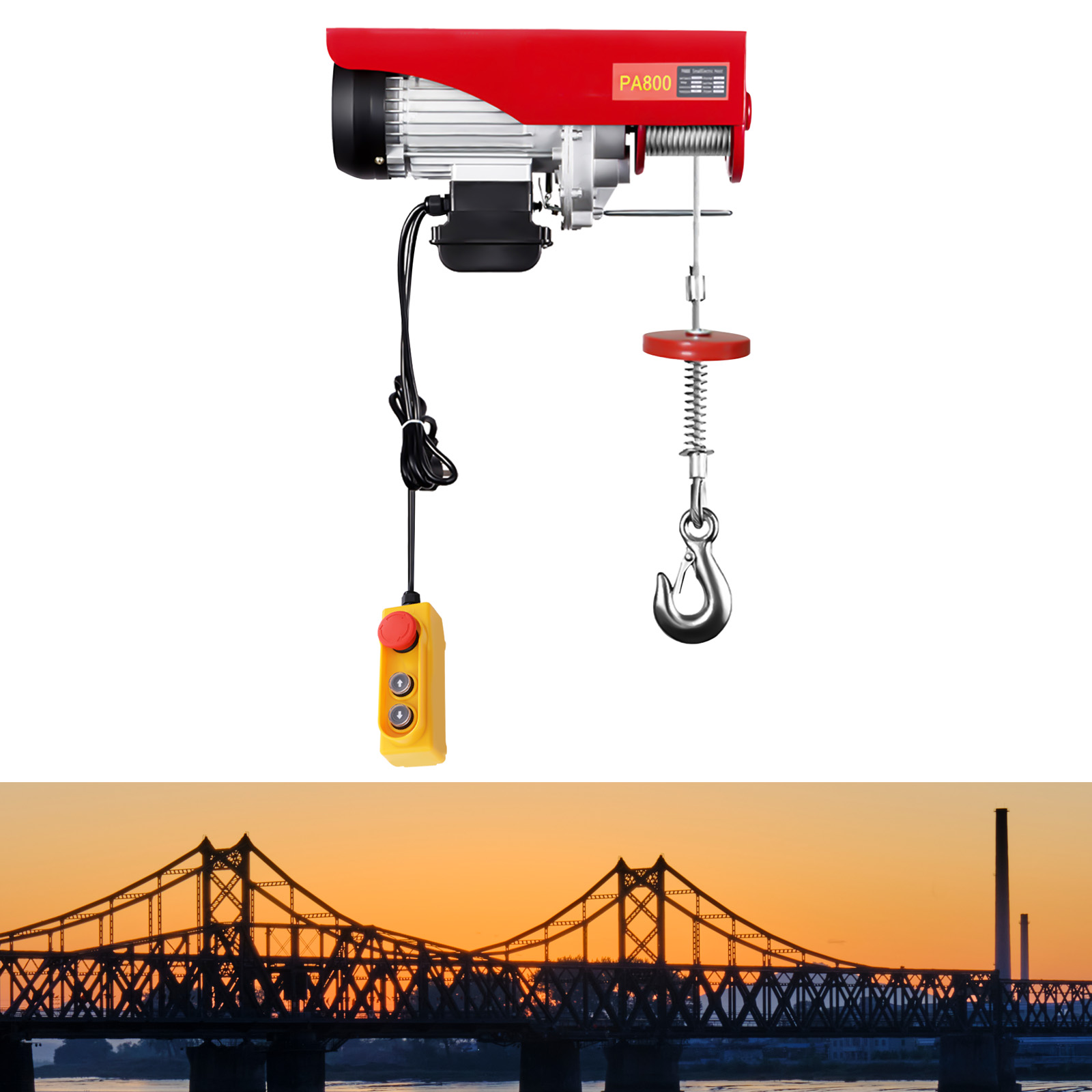 Guincho elétrico 220v, 1300w, 800 kg, polia de talha elétrica, guincho de motor, polia elétrica, guindaste, cabo de elevação