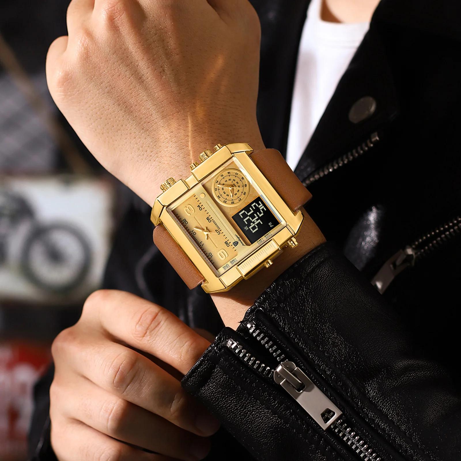 Reloj de pulsera POEDAGAR de lujo para hombre, Reloj rectangular resistente al agua luminoso para día y semana, relojes digitales multifunción para hombre, Reloj de cuarzo