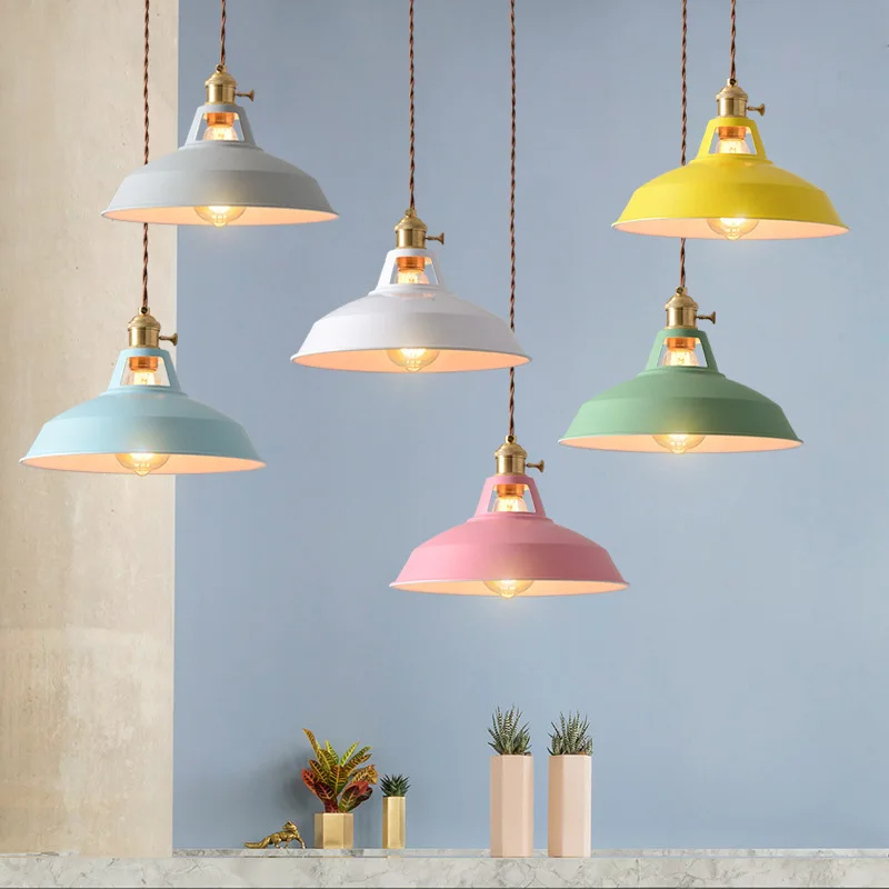 Industrial Colorido Pingente Luz Loft Suspensão Luminária Restaurante Cozinha Pendurado Luz Lustre Teto Lâmpada Decorativa lustre mesa de jantar lustre pendente de teto luminária casa decoração quarto lâmpadas arandela