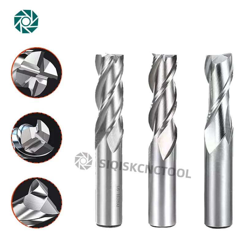 Fresas SIQI de alta precisión HSS cortador de Metal Co8 cobalto D1-32mm 2 3 4 flautas dientes herramienta de fresado de aluminio broca enrutadora de asiento de llave