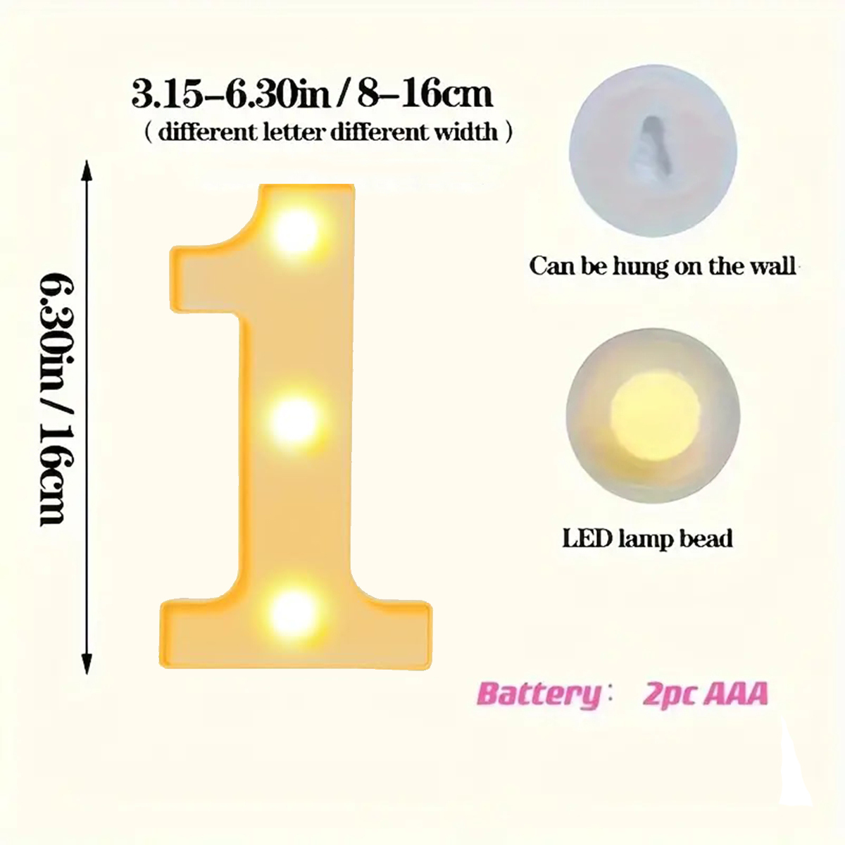 1 st 6.3 inch Decoratieve LED Lamp Wit Plastic Marquee Nummer Light up Teken Neon Voor Thuis Bruiloft Verjaardag vakantie Decor