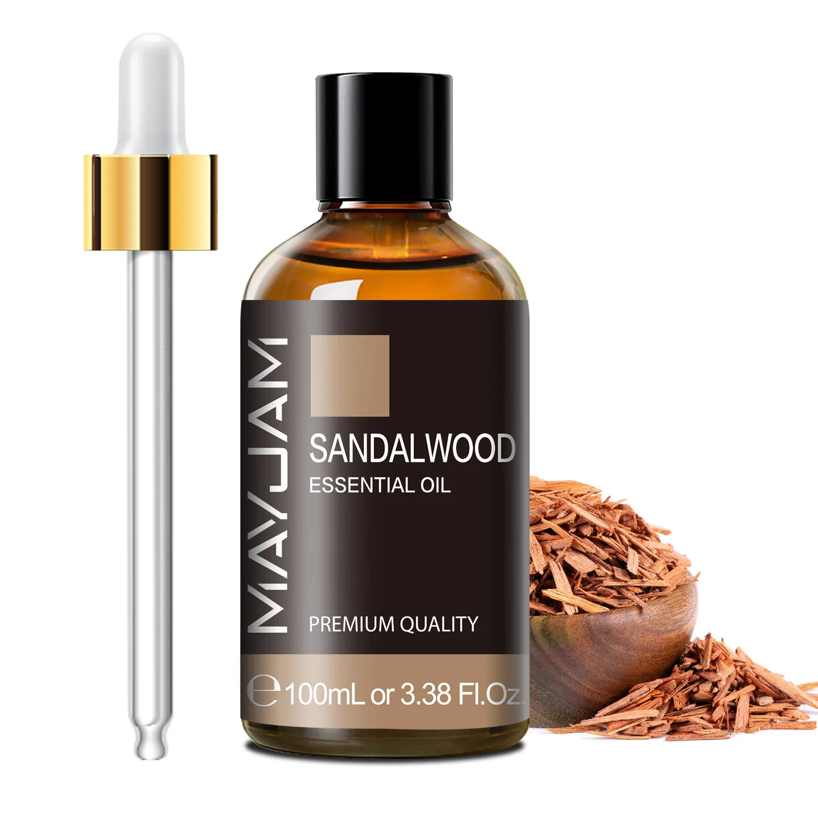 MAYJAM 1 個 100 ミリリットルエッセンシャルオイルスポイト付きサンダルウッドラベンダーユーカリバニラアロマオイル加湿器の香りキャンドルバーナー