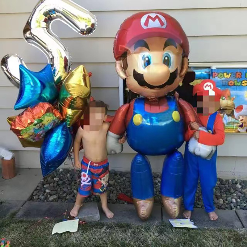 Decoración de fiesta de cumpleaños de Mario para niños, globos de papel de aluminio, vajilla desechable, telón de fondo, suministros para eventos de aniversario