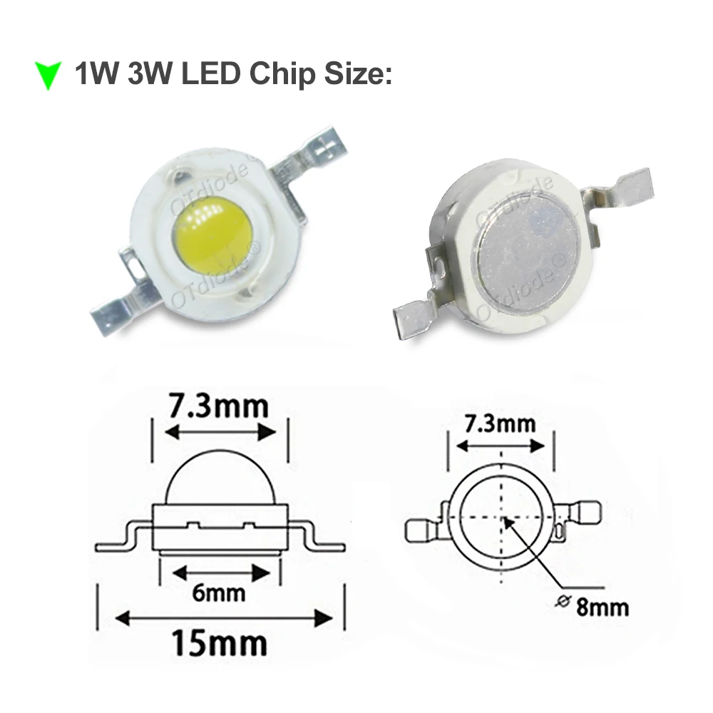 10-1000 個ハイパワー LED COB ランプチップ 1 ワット 3 ワット 3.2-3.6 V 110-280LM ビーズウォームコールドホワイトブルーダイオード DIY LED スポットライトダウンライト