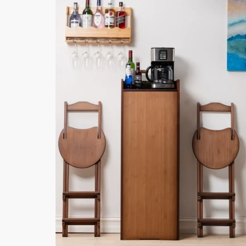 Taburete alto plegable Simple de madera maciza, silla de Bar, respaldo de madera maciza, hogar, sala de estar, cafetería, taburete portátil