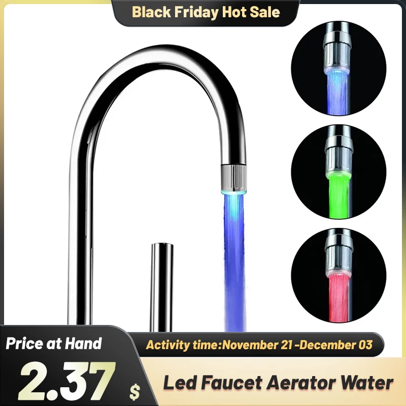 Zhang Ji – robinet à économie d'eau avec LED sensible à la température, disponible en 3 couleurs, pour la cuisine et la salle de bain, buse d'aérateur, douche
