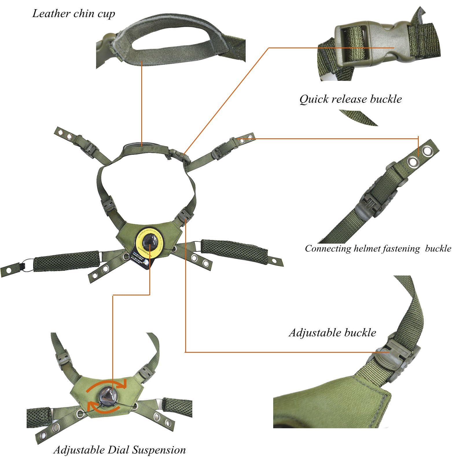 BOOIU Wendy Helmet Dial Suspension System Chin Strap Tactical Airsoft Helmet Chin Strap Hunting Explorer Advanced Fast Helmets ﻿