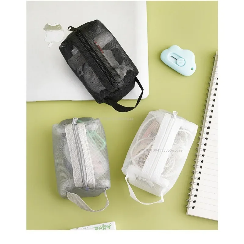 New Transparent Bag Mini Zipper Portable Square Nylon Mesh Coin Purse Large Capacity Key Earphone Organizer Pouch Card Bag