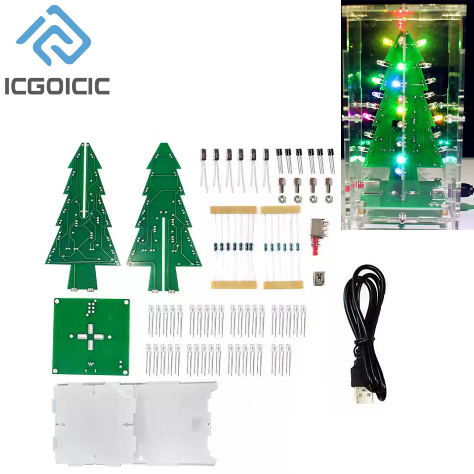 Kit fai da te LED per albero di Natale 3D Kit circuito flash LED rosso/verde/giallo Suite divertente elettronica