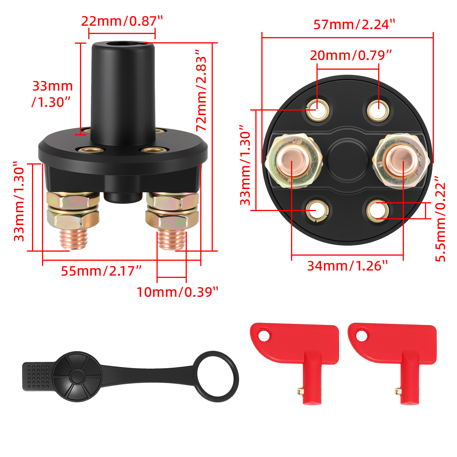 AD Auto Schakelaar 12V Belangrijkste Afgesneden Kill Switch Voertuig Gemodificeerde Isolator Disconnector Rode Sleutel Afgesneden Batterij voor Vrachtwagen Boot
