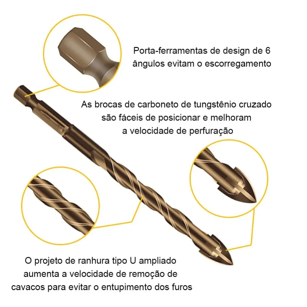 7 ชิ้น Cross กระเบื้องเจาะ Bits ชุด Hex Shank แก้วซีเมนต์โลหะเซรามิคไม้พลาสติกเจาะบิต 3 4 5 6 8 10 12 มิลลิเมตรรูเปิด