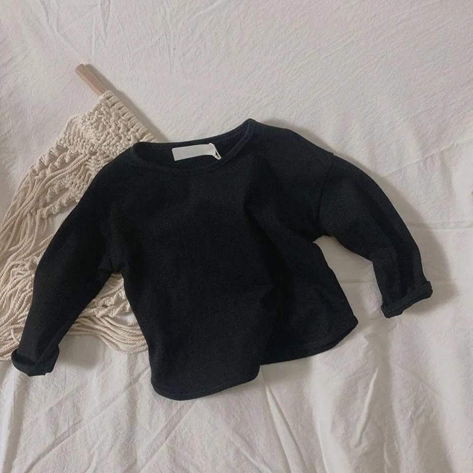 Camisa de manga larga de fondo para niño y niña, Camiseta holgada Retro, Tops de algodón para bebé, camisetas informales para niños pequeños, Otoño e Invierno