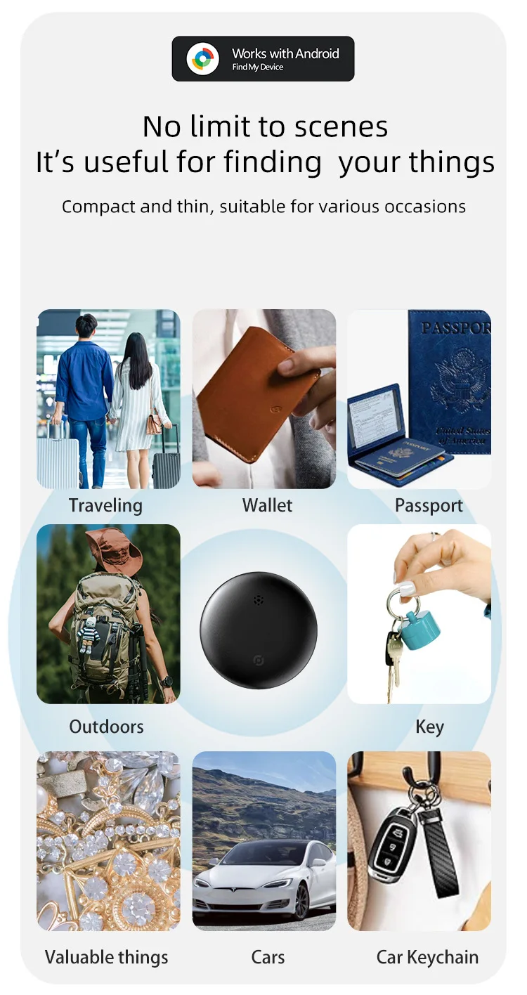 1-pack Android Anti-Loss Tracker Werk met Google Find My Waterproof Bluetooth Tag Locator voor huisdierportemonnee, Remote Tracker