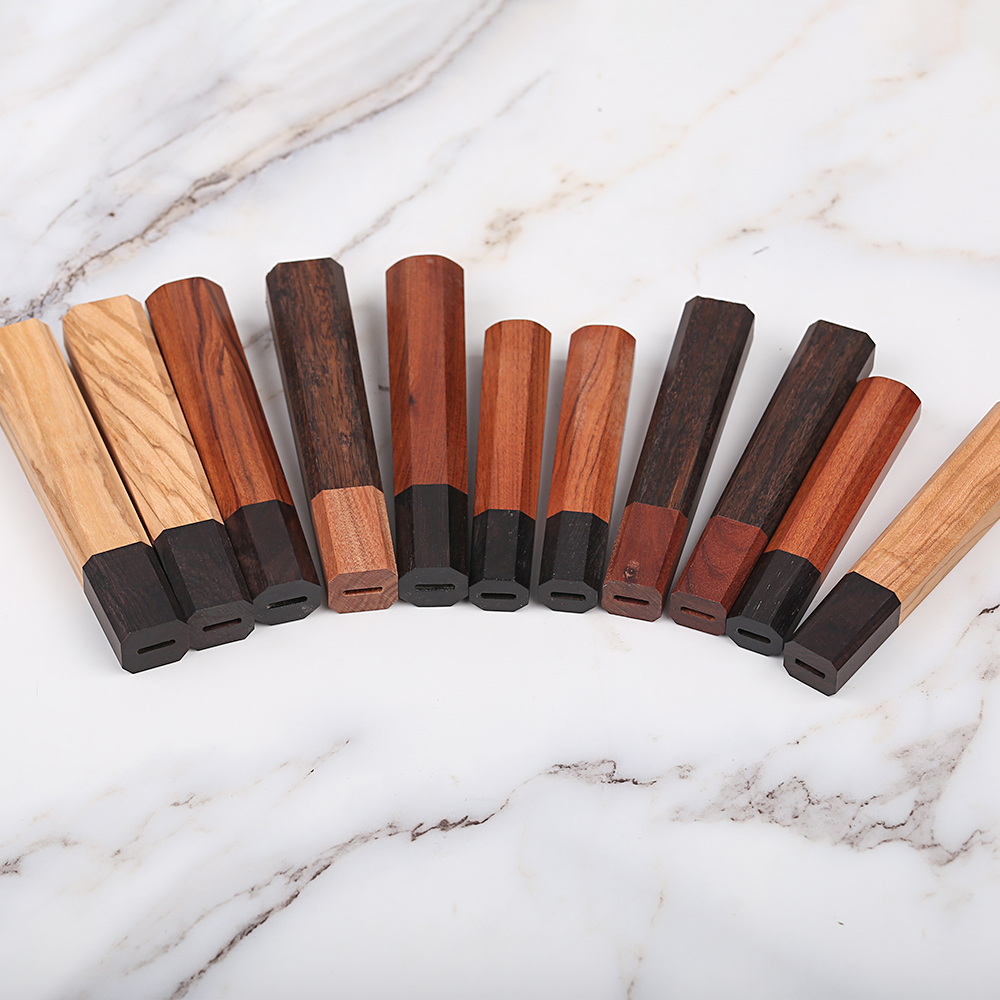 Mango de cuchillo octogonal clásico japonés, 1 unidad, para bricolaje, semiacabado, hecho a mano, Material de cuchillo de acero damasco, mango de cuchillo de cocina