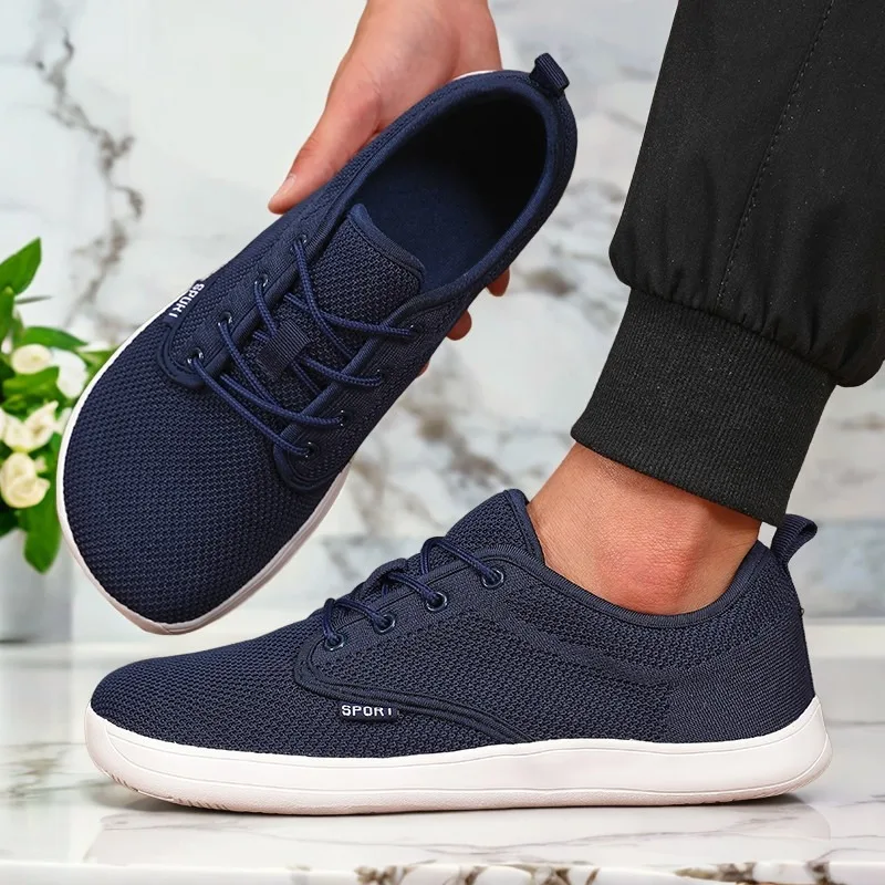 Breite Zehen-Männerschuhe, atmungsaktiv, gestrickt, Mesh, bequem, Barfuß, lässig, vielseitig, weiche Sohle, breite letzte Schuhe, Wanderschuhe 2025,