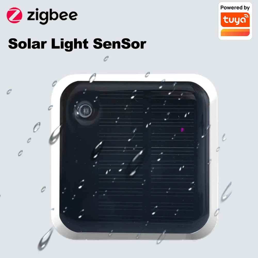 Haozee Tuya Zigbee Sensor de luz solar IP65 à prova d'água sem fio inteligente com suporte de energia solar Assistente doméstico Zigbee2mqtt