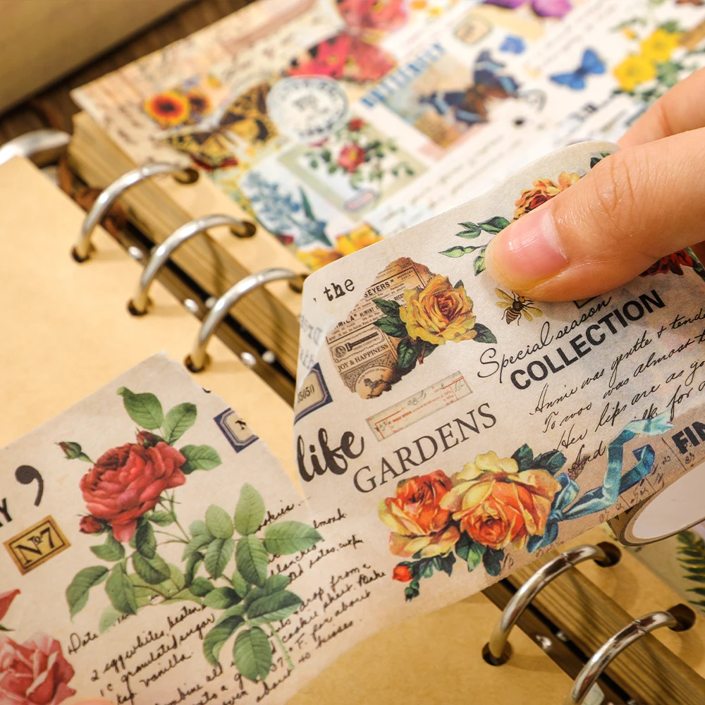 20 ม้วน Vintage Washi เทปชุดผีเสื้อดอกไม้ Masking เทป (3 ม้วน Bronzing เทป) อุปกรณ์ Scrapbooking
