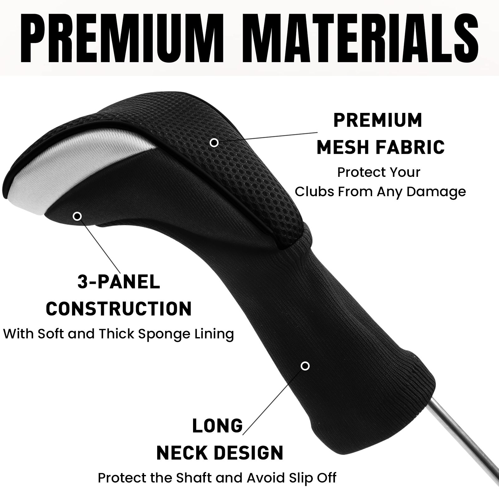 ゴルフクラブヘッドカバー ウッズハイブリッド用 バリュー1/2パック 交換可能なNo.Tag付き保護ヘッドカバー