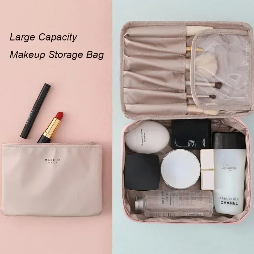 กระเป๋าแต่งหน้าสําหรับผู้หญิงอุปกรณ์อาบน้ําOrganizerกันน้ําMake Up Storageกระเป๋าหญิงขนาดใหญ่ความจุเครื่องสําอางแบบพกพา