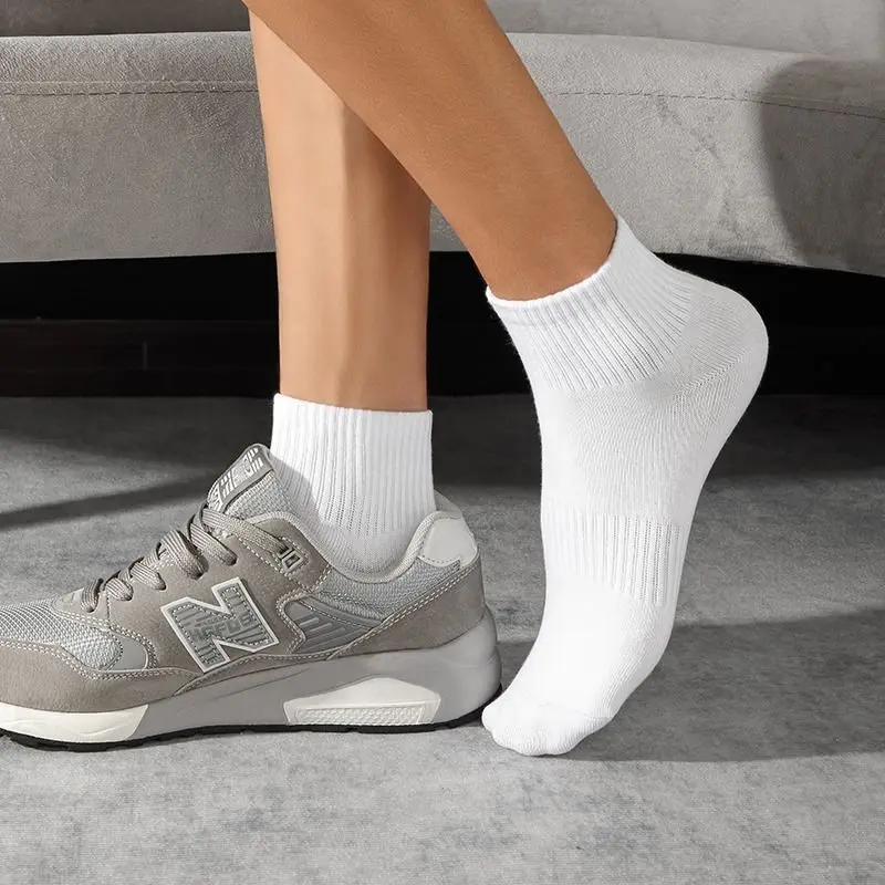 5 par/lote 100% calcetines de algodón para hombre primavera otoño negro blanco absorción calcetines de barco para mujer calcetines deportivos transpirables antiolor