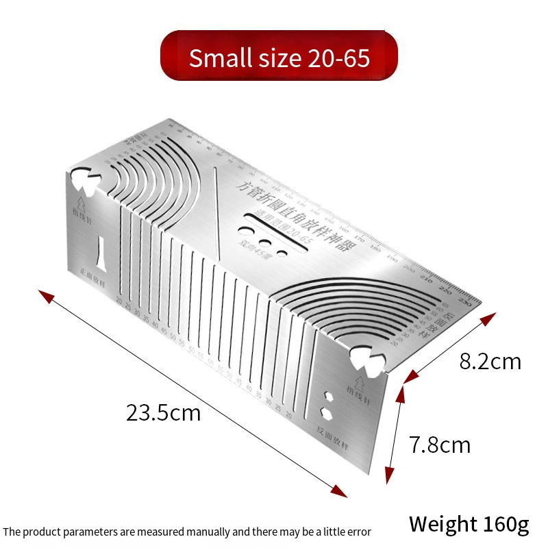 Arc Marking Ruler Right Angle Construction Arc Parallel Drawing Tool 90 Degree Folding Ruler for Metalworking Cutting Guide