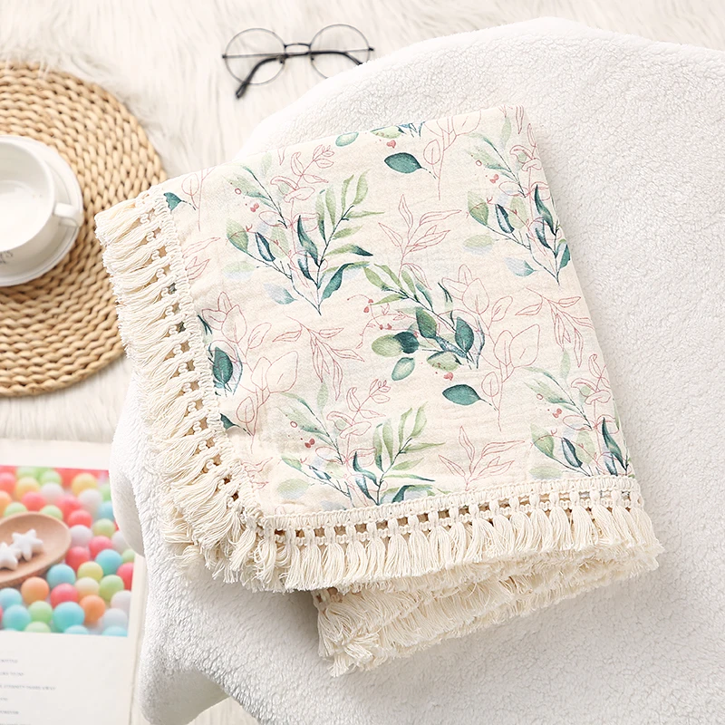 ผ้าฝ้าย Muslin Swaddle ผ้าห่มสําหรับทารกแรกเกิดพู่รับผ้าห่ม New Born Swaddle Wrap ทารก Sleeping ผ้านวมเตียง