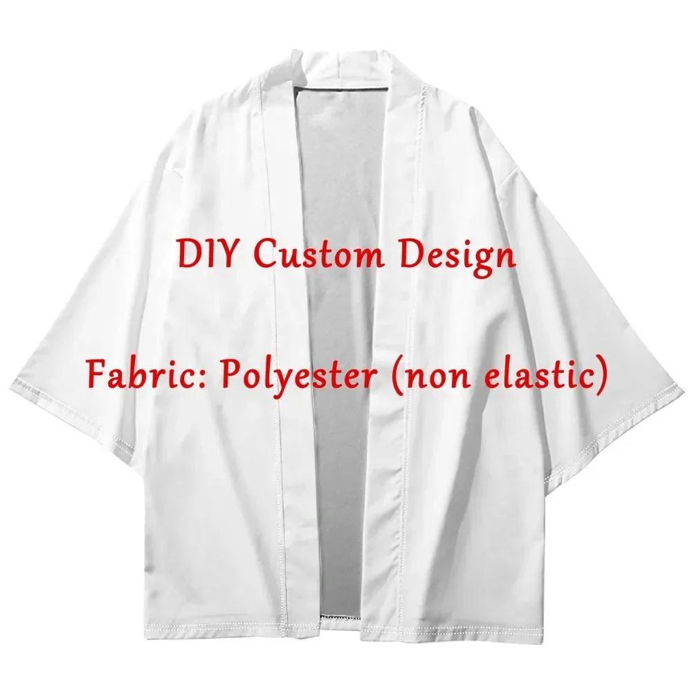 Letnie długie i krótkie kimony mężczyźni dziecko Kimono niestandardowy sweter japońska moda Anime płaszcz Cosplay bezpłatne DIY Haori samurajskie kimono
