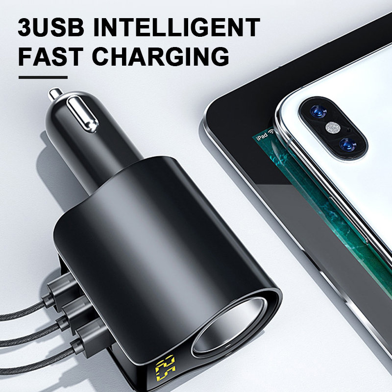 SEAMETAL 96 ワット QC3.0 3.1A USB 車の充電器 3 ポート 12-24V シガーライターソケット超高速車の充電器電源アダプタ車のスタイリング
