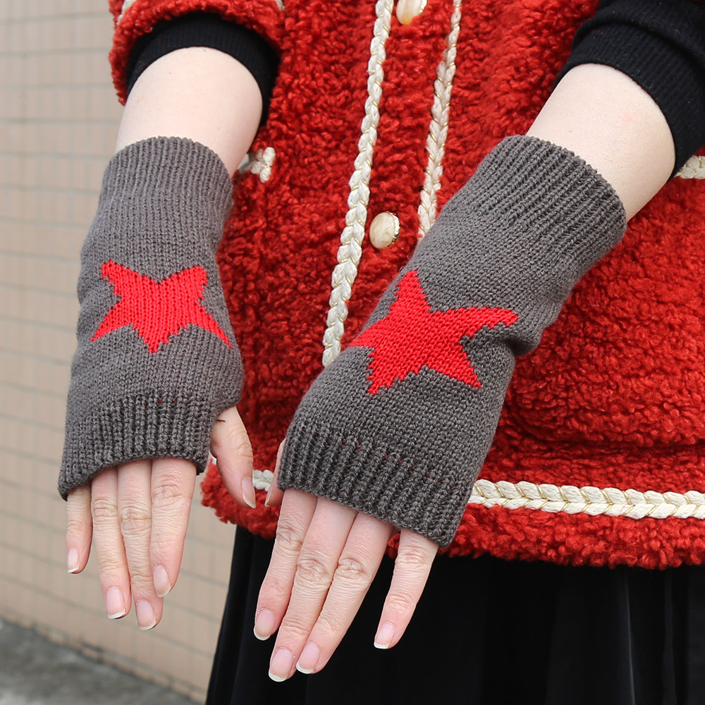 Black White Women Knitted Warm Half Gloves Autumn Winter Fingerless Gloves Arm Sleeve Girls Fashion Casual Accessories Mittens