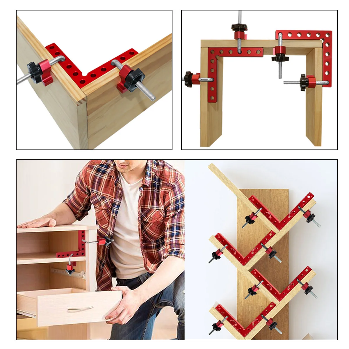 1/2 Pack Right Angle Positioning Squares - 120/140mm 90 Degrees L-Type Corner Clamp - Aluminum Fixing Clip Clamping Square Tool