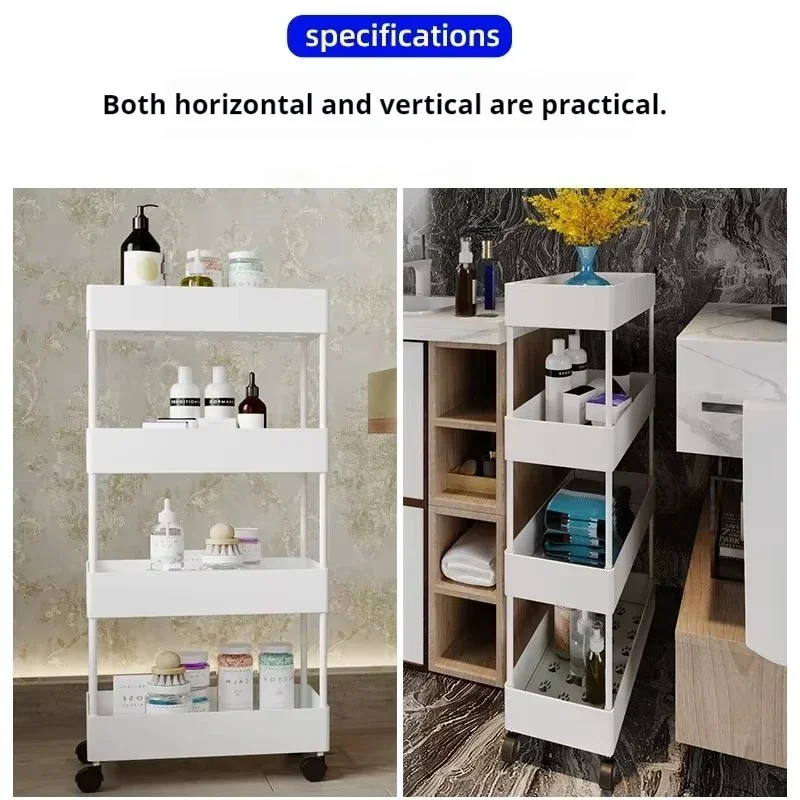 Trolley storage rack kitchen floor-standing multi-layer movable bathroom toilet storage rack bedroom snack storage