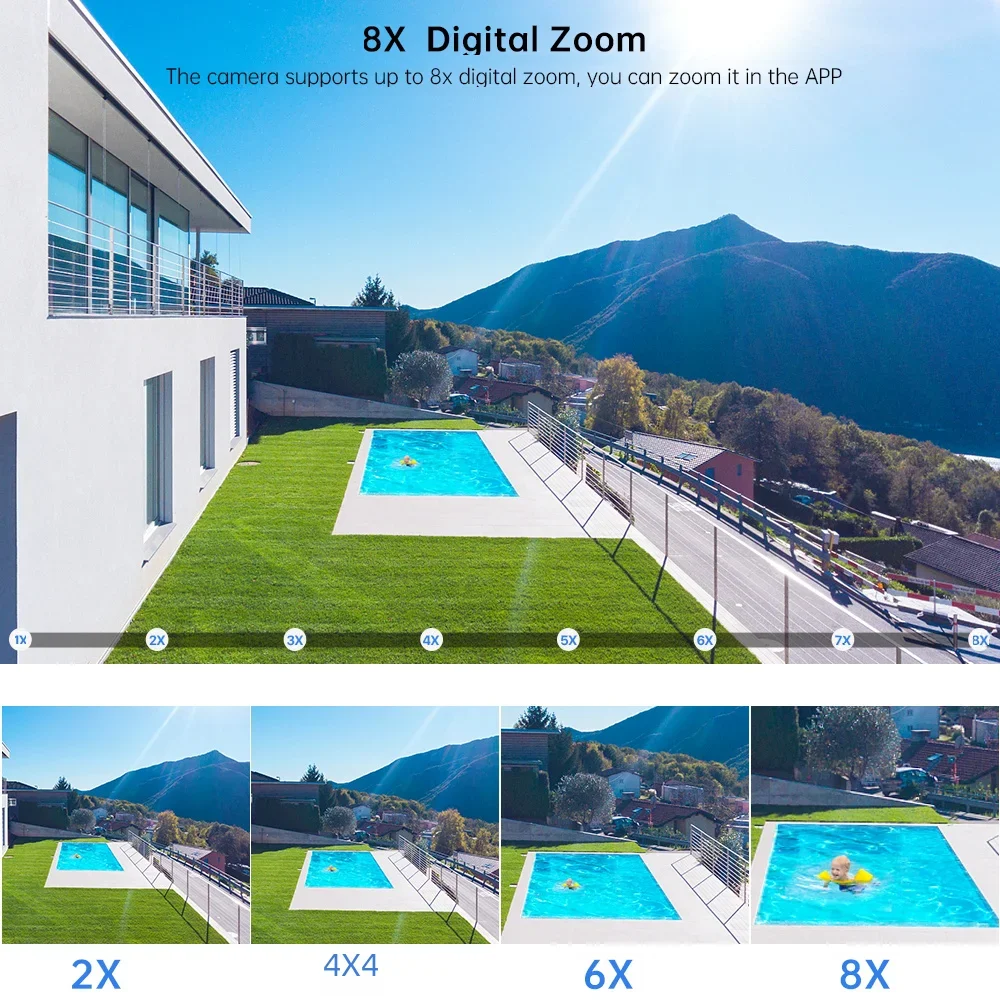8MP Dual เลนส์ 2.8 มม.-12 มม.8X ซูม 4K PTZ WiFi กล้อง IP กลางแจ้ง AI การติดตามมนุษย์กล้องวงจรปิด Home Security กล้องเฝ้าระวัง