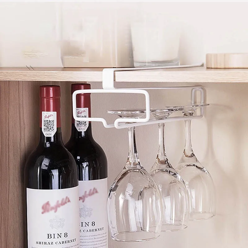 ไม่มีเจาะโลหะผู้ถือแก้วไวน์-Stemware Rack สําหรับภายใต้ตู้เก็บห้องครัวห้องครัว/บาร์อุปกรณ์จัดเก็บข้อมูล