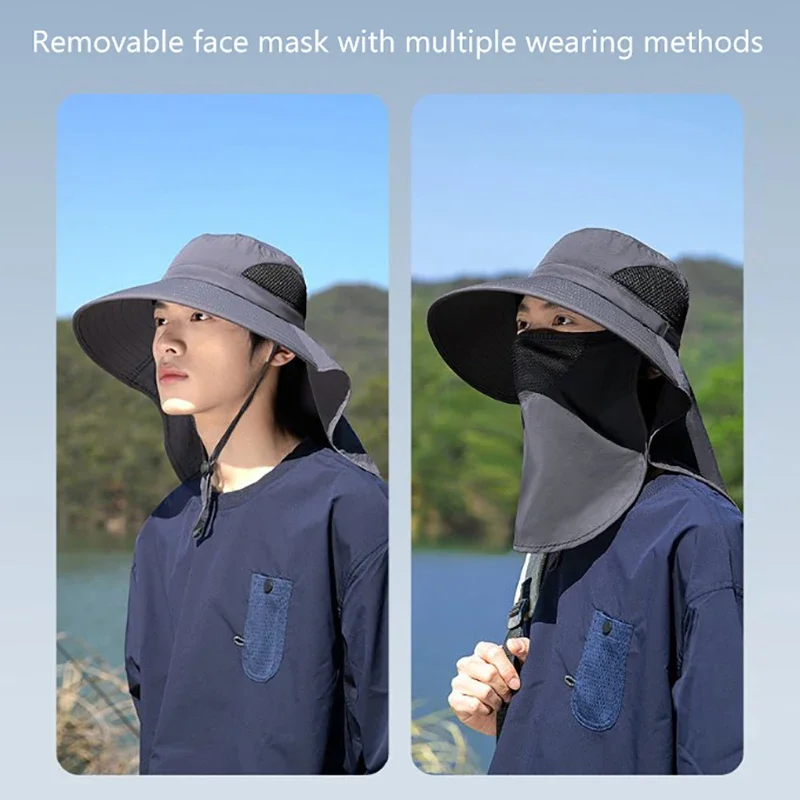 Cappelli da sole estivi Protezione UV Berretto da pesca da caccia all'aperto per uomo Donna Escursionismo Campeggio Visiera Cappello da pescatore Cappello da pescatore con patta al collo