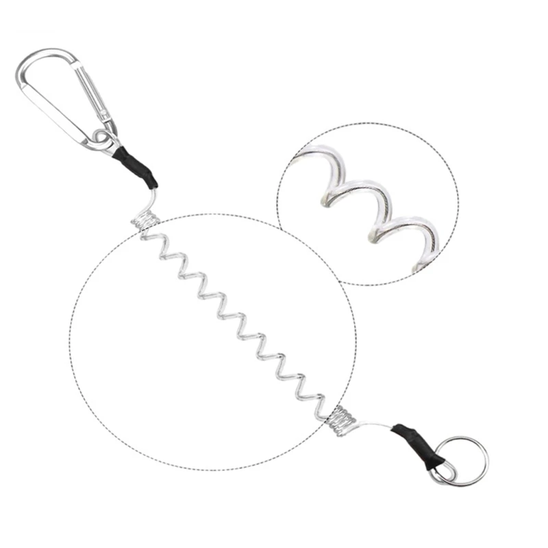 Cuerda Flexible para pesca, escalada, Camping, con mosquetón en forma de D, llavero útil para exteriores, colgantes, cuerda retráctil, cordón seguro
