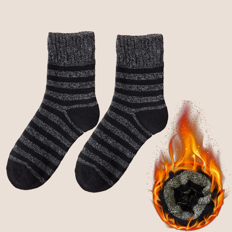 5 pares de calcetines gruesos de invierno para hombre, calcetines sólidos súper gruesos, calcetines de conejo de lana merina a rayas contra la nieve fría, calcetín cálido de invierno ruso