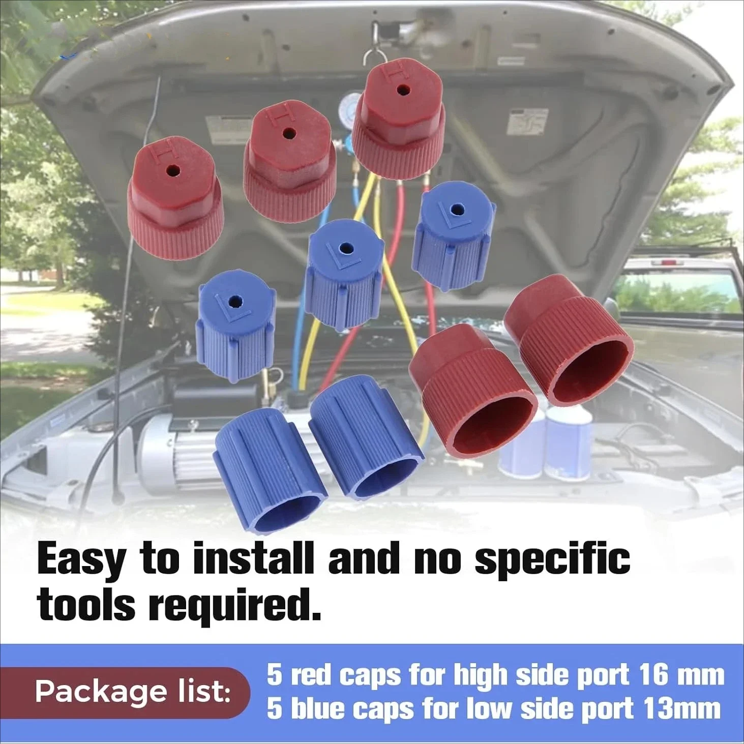10 peças tampa r134a tampas ac 13mm e 16mm serviço de ar condicionado sistema ac tampas de porta de carregamento para substituição de ar condicionado de carro