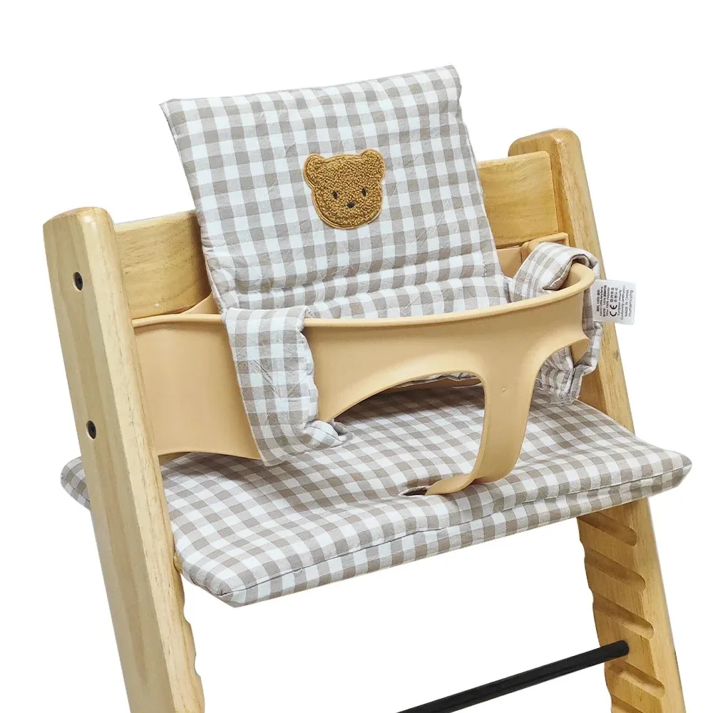 Almofada de assento macia para bebês, almofada de cadeira alta de bebê, almofada traseira de cadeira de urso de desenho animado e almofada de assento, acessórios de cadeira alta