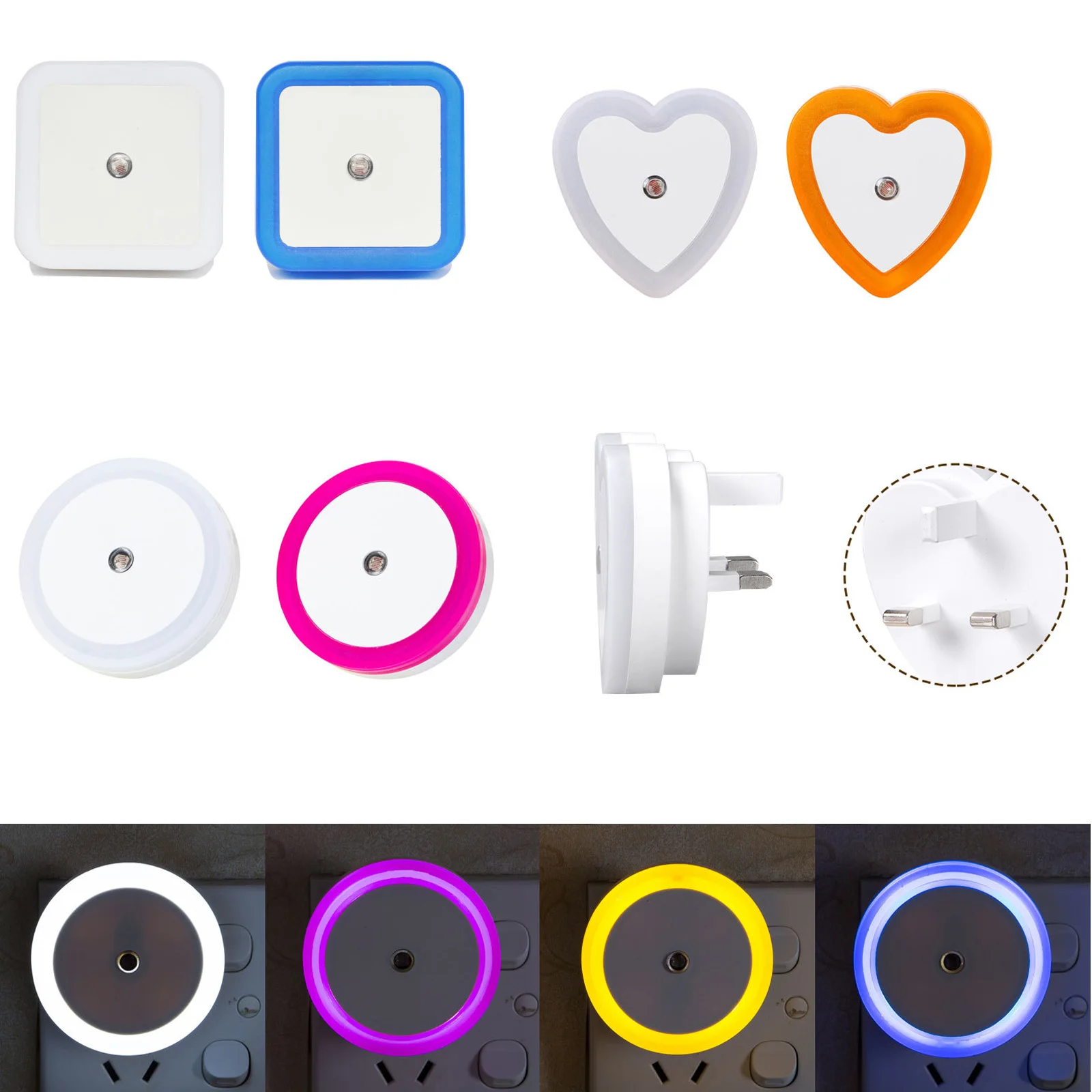 Luz LED nocturna con Sensor automático, lámpara enchufable de pared para EE. UU./UE/Reino Unido, para dormitorio de niños, pasillo, escaleras, 110V, 220V